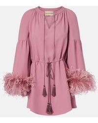 Valentino - Cady Couture Feather-Trimmed Tunic - Lyst