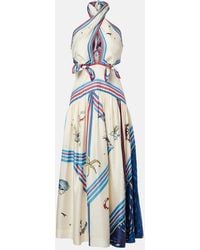 ALÉMAIS - Apollo Cutout Printed Silk Midi Dress - Lyst