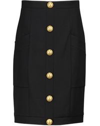 Balmain Buttoned Wool Skirt - Metallic