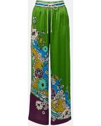 ALÉMAIS - Nanci Printed Silk Satin Wide-Leg Pants - Lyst