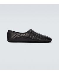 Fendi Leather Embossed Ff Motif Flat Sandals in Black for Men 