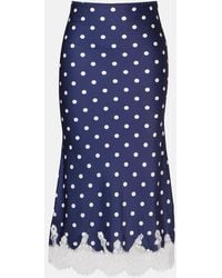 Self-Portrait - Polka-Dot Satin Midi Skirt - Lyst