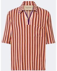 Valentino - Striped Terry Polo Shirt - Lyst