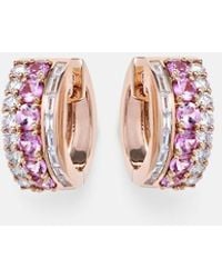 Anita Ko - Lola 18Kt Rose Hoop Earrings With Diamonds And Sapphires - Lyst