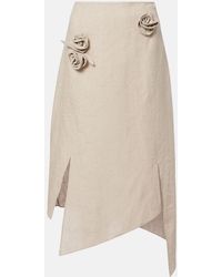 Coperni - Floral-Applique Asymmetric Linen Midi Skirt - Lyst