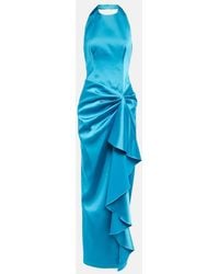 Rasario - Halterneck Draped Satin Gown - Lyst