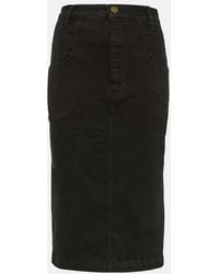 FRAME - The High Waisted Seamed Denim Midi Skirt - Lyst