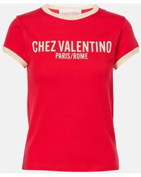Valentino - Printed Cotton Jersey T-Shirt - Lyst