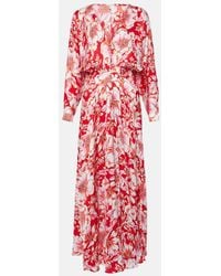 Poupette - Ilona Gathered Floral Midi Dress - Lyst