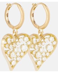 Jade Trau - Margot Heart 18kt Gold Hoop Earrings With Diamonds - Lyst