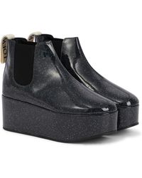 Loewe Glitter Patent Leather Chelsea Boots - Black