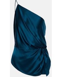 The Sei - Gathered Silk Satin Top - Lyst