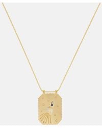 Marie Lichtenberg - Love You To The Moon 18kt Gold Pendant Necklace With Sapphire And Diamonds - Lyst