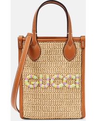 Gucci - Mini Logo Raffia Tote Bag - Lyst