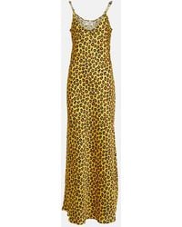 Rabanne - Chain-Detail Leopard-Print Satin Slip Dress - Lyst