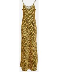 Rabanne - Chain-detail Leopard-print Satin Slip Dress - Lyst