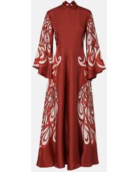 La DoubleJ - Magnifico Printed Silk Twill Maxi Dress - Lyst