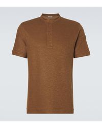 Moncler - Cotton And Linen-Blend Polo Shirt - Lyst
