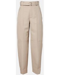 Bottega Veneta - Belted High-Rise Wool Straight Pants - Lyst
