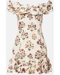 Agua Bendita - Floral Ruffled Cotton Minidress - Lyst