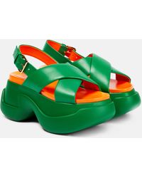 Marni Sandalias de piel con plataforma - Verde