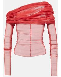 Christopher Esber - Veiled Off-shoulder Silk Tulle Top - Lyst