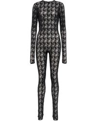 Dolce & Gabbana Spitze Jumpsuit Aus Stretch-spitzenjacquard in Schwarz Damen Bekleidung Jumpsuits und Overalls Lange Jumpsuits und Overalls 