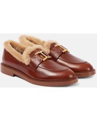 Chloé - Loafers Marcie Aus Leder Mit Shearling - Lyst