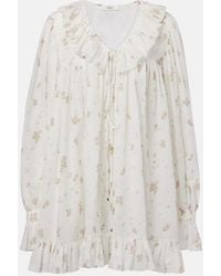 Chloé - Printed Ruffled Cotton Minidress - Lyst