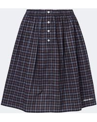 Miu Miu - Checked Cotton Poplin Miniskirt - Lyst
