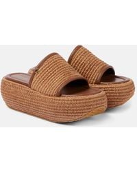 Gianvito Rossi - Amami Leather And Raffia Platform Mules - Lyst