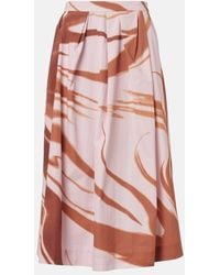 Dries Van Noten - Printed Gathered Cotton Midi Skirt - Lyst
