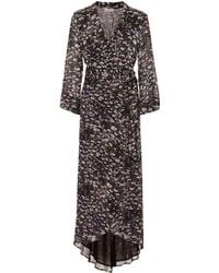 Ganni Wickelkleid mit Blumen-Print - Schwarz