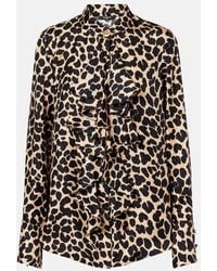 Balmain - Leopard-Print Ruffled Silk Shirt - Lyst