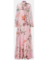 LEO LIN - Lilith Bow-Detail Floral Chiffon Maxi Dress - Lyst
