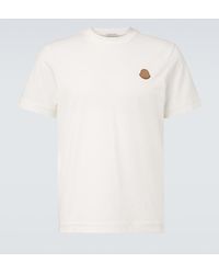Moncler - Leather-Trimmed Cotton Jersey T-Shirt - Lyst