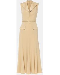 Roland Mouret - Belted Crepe Satin Midi Dress - Lyst