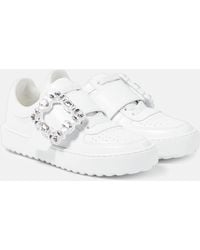 Roger Vivier - Very Vivier Embellished Leather Sneakers - Lyst