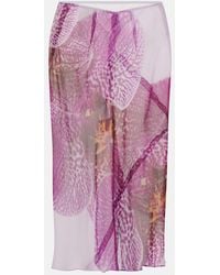 Dries Van Noten - Printed Silk Midi Skirt - Lyst