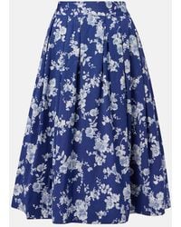 Carolina Herrera - Floral Faille Midi Skirt - Lyst