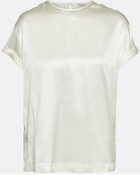 Brunello Cucinelli - Silk-Blend Satin T-Shirt - Lyst
