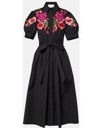 Carolina Herrera - Vestido En Mezcla De Algodon Floral - Lyst