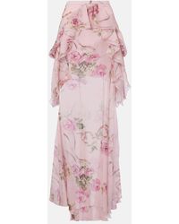 Blumarine - Jupe Longue En Crepe De Soie A Fleurs - Lyst
