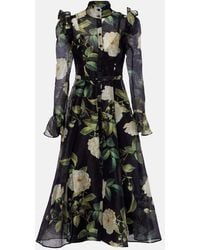 LEO LIN - Katrina Floral Linen-Blend Midi Dress - Lyst