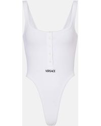 Versace - Logo Ribbed-Knit Body Suit - Lyst
