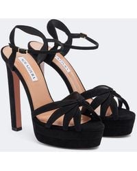Aquazzura - Soulmate Suede Platform Sandals - Lyst