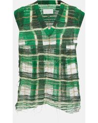 Maison Margiela - Distressed Checked Mohair-blend Sweater Vest - Lyst