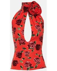Magda Butrym - Floral-applique Cutout Halterneck Top - Lyst