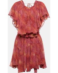 Isabel Marant Amelie Printed Silk Chiffon Minidress - Red