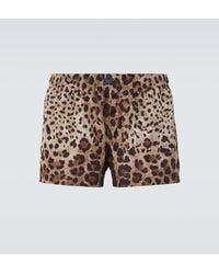 Dolce & Gabbana - Leopard-Print Swim Trunks - Lyst